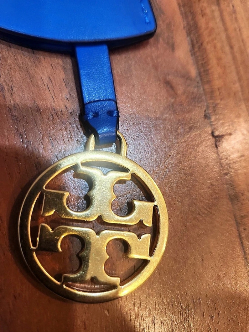 Tory Burch Logo Blue & Gold Bag Charm Key Holder
